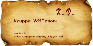 Kruppa Vázsony névjegykártya